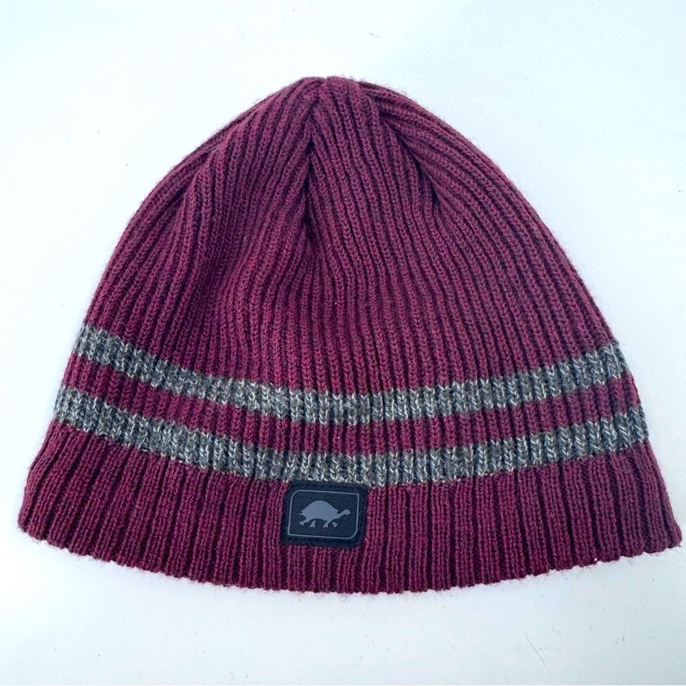 Turtle Fur‎ Burgundy and Gray Wool Blend Beanie - Unisex - Small / Medium